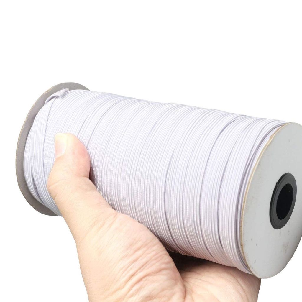 DDN White 80-Yards Length 6MM(approx. 1/4") Width Braided Elastic Cord/Elastic Band/Elastic Rope/Bungee/White Heavy Stretch Knit Elastic Spool (white)