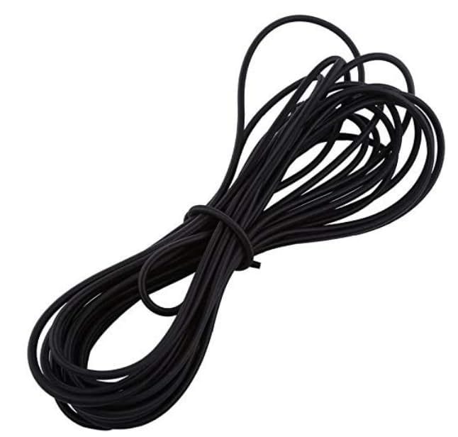 Cossess Premium Elastic Cord Strap 2mm Black Round Stretchy Ear Loop Strap for Comfortable Ear Tie, Elastic Rope for Crafts DIY Sewing Scrunchie Making