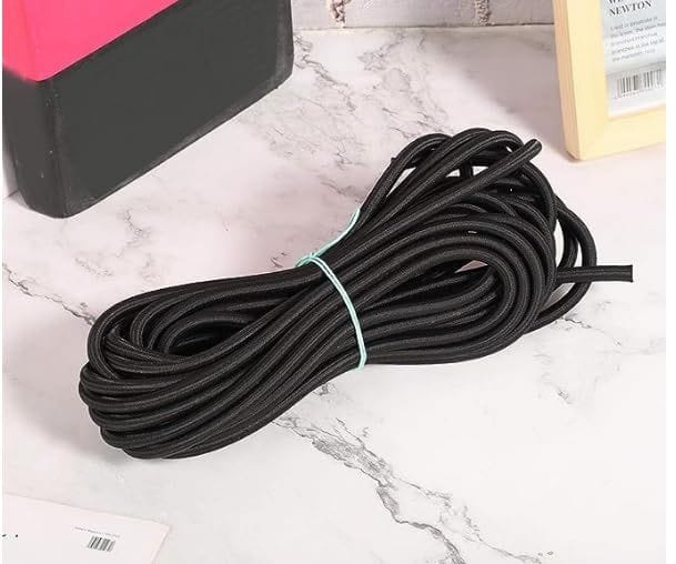 Cossess Premium Elastic Cord Strap 2mm Black Round Stretchy Ear Loop Strap for Comfortable Ear Tie, Elastic Rope for Crafts DIY Sewing Scrunchie Making