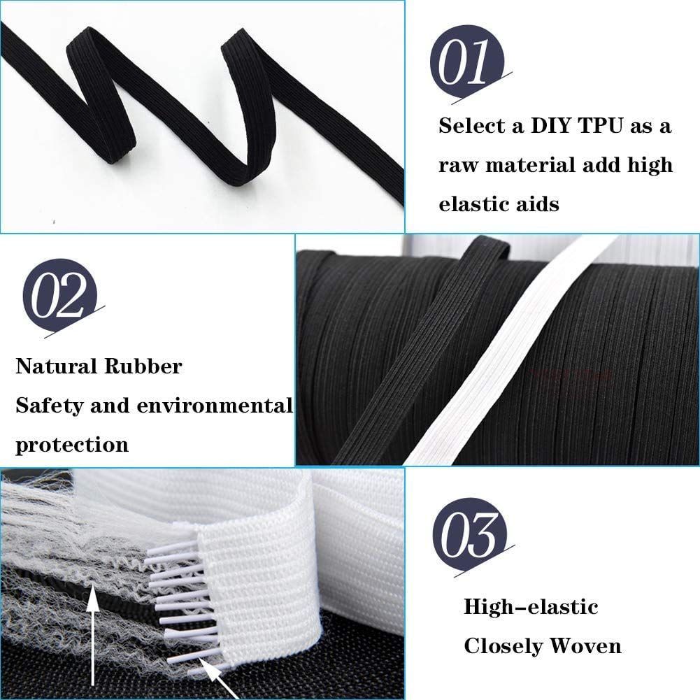 Venus Aqua Elastic String for Mask Sewing, Elastic Knitted Crochet for Mask Making and Knit Sewing Crafts DIY Earloop for Mask Bent