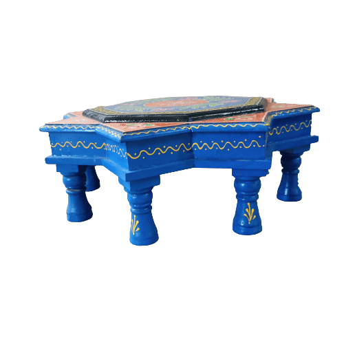 Hand Painted Decorative Chowki Bajot – For Living Room Decor & Sitting