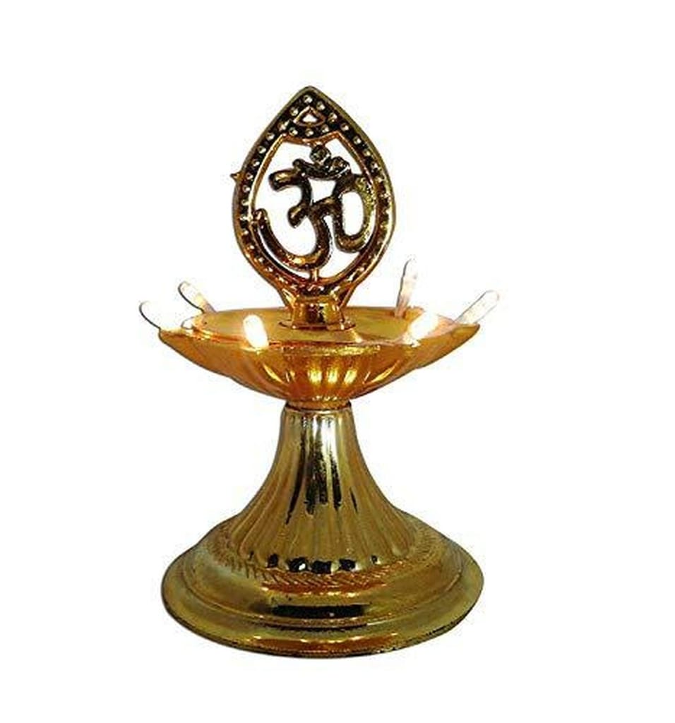Single Layer 7Deep electric Jyot LED Bulb Golden Colour for puja mandir and Diwali Decoration