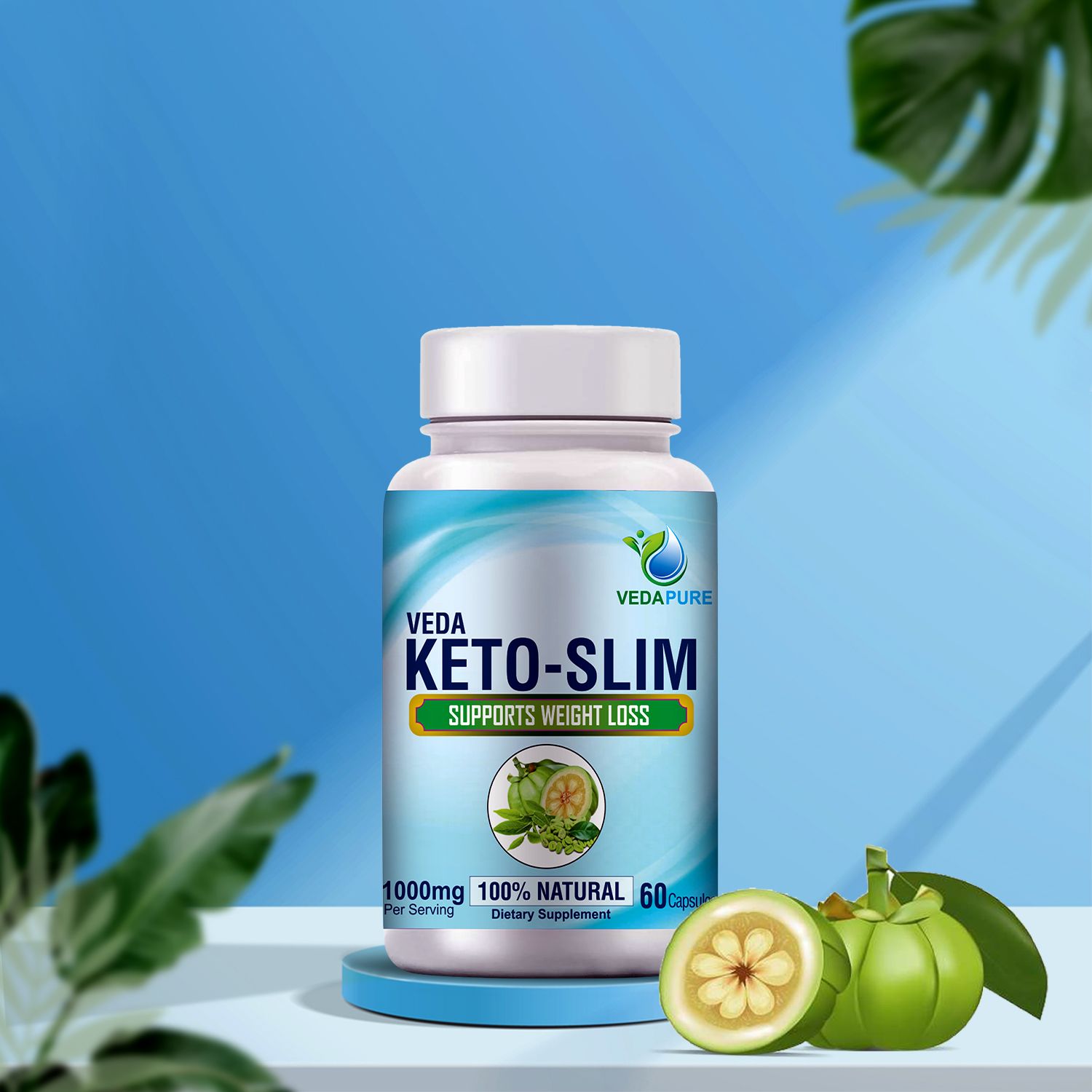 VEDAPURE NATURALS Veda Keto Slim Supports weight loss Supplement Fat Burner -60 Capsules (1000 mg)