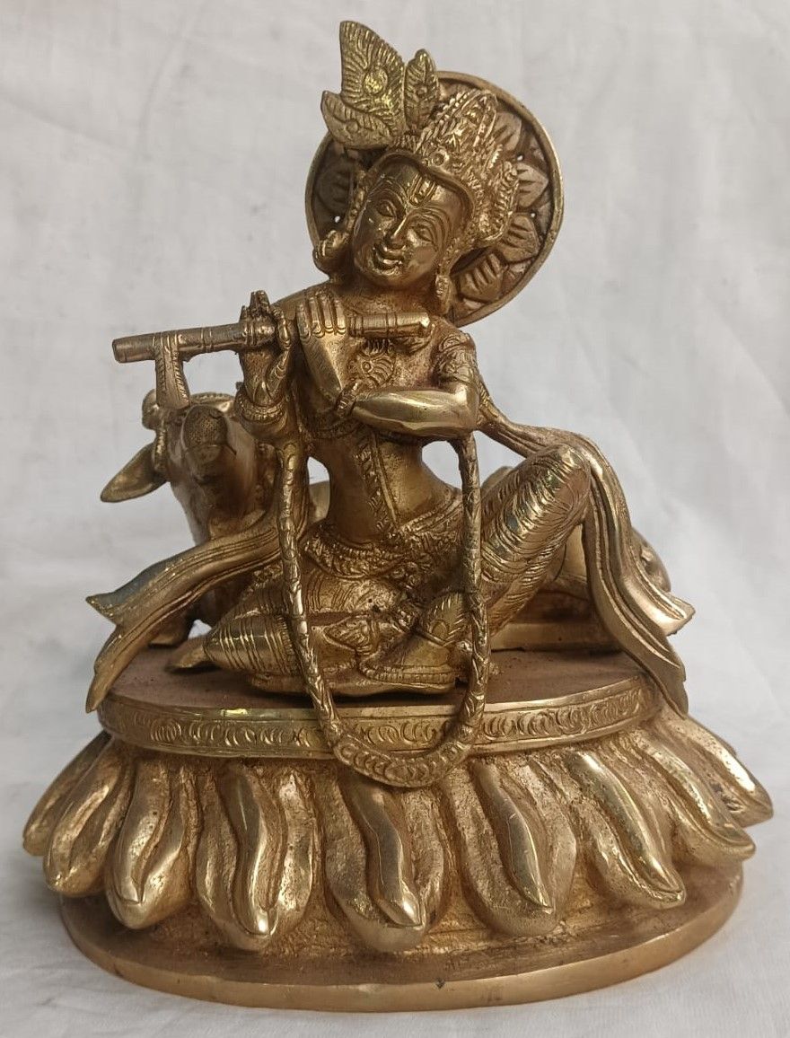 Lord Krishna with Cow Statue