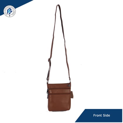 FHS| Pure Genuine Leather| 15 cm  Sling Bag for ladies|  Brown Colour