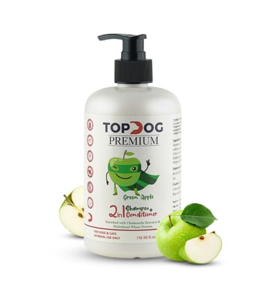 TOPDOG PREMIUM Conditioning Shampoo for Dogs & Cats - Green Apple, 500 ML