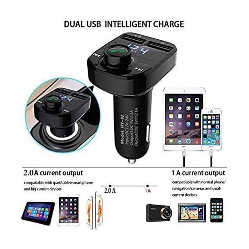 Ekdant X8 Car Bluetooth FM Transmitter Kit With QC 3.0 Hands-Free Dual USB Rapid Fast Charger