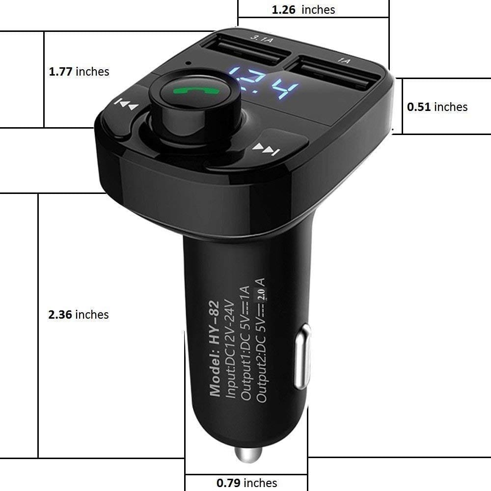 Ekdant X8 Car Bluetooth FM Transmitter Kit With QC 3.0 Hands-Free Dual USB Rapid Fast Charger