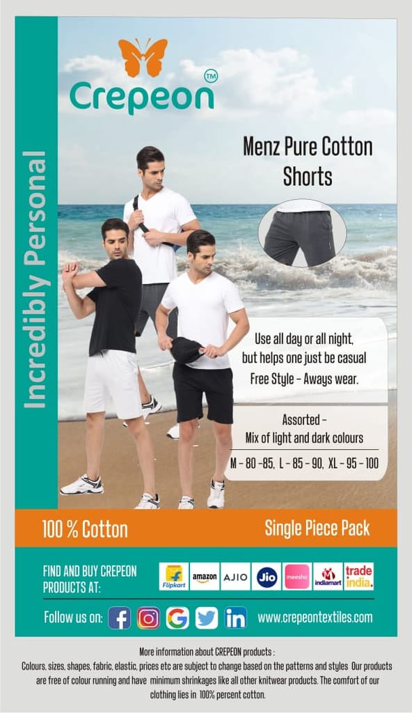 Crepeon Mens Cotton Shorts