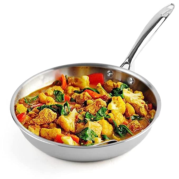 Premium Stainless Steel Frying Pan with Ergonomic Handle - Cookware | Buy online on ZillyBuy