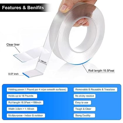 viva smart Double Side Heavy Duty Tape for hanging applications (Photo frames, Key Holders, Car Interiors, Extension Boards, Wall decoration(Pack of 2)