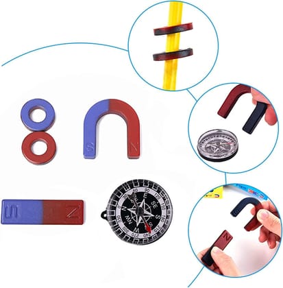 Science Magnets Set for Education Science School Classroom Experiment Tools for Kids Including Bar/Ring/Horseshoe/Compass Magnets(N0;-2)