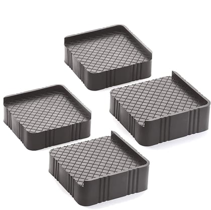 viva smart's smart and stylish Plastic Stand for Almirah, Wardrobe, Refrigerator (Grey Black) -Set of 4-Pieces