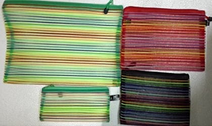 KABEER ART Royals Plastic Mesh Transparent Zippered (Multicolour) - Set of 4