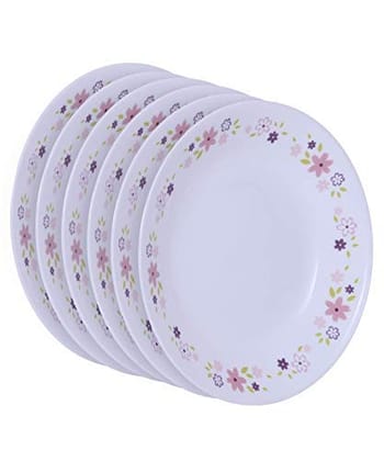 Corelle Floral Fantasy Glass Small Plate Pack of 6, 17CM, Multicolor