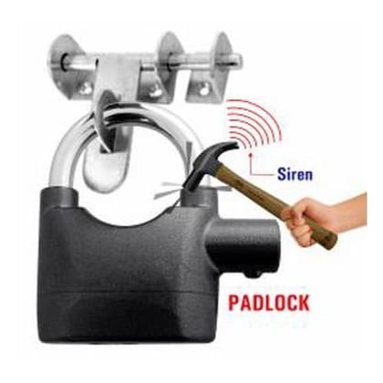 Metal Anti Theft Burglar Pad Lock Alarm Security Siren, Standard Size (Random Colour)