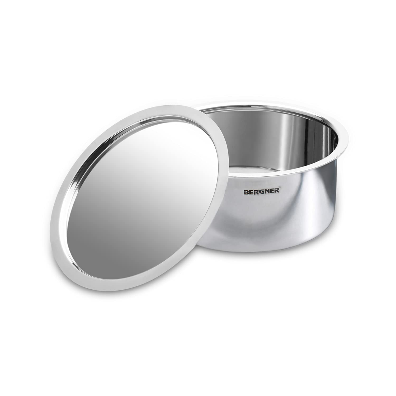 Bergner Argent Triply Stainless Steel 16cm (1.9 L) Tope with Stainless Steel Lid, Small Topia/Patila with Lid, Healthy Cooking, Non-Toxic, Food Safe, Durable - Induction and Gas Stove Ready
