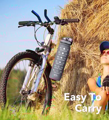 VIVA Unbreakable Silicone Water Bottle with Motivational Time Marker & Removable Strainer Leakproof Durable BPA-Free Non-Toxic Water Bottle for Home, Office, Gym