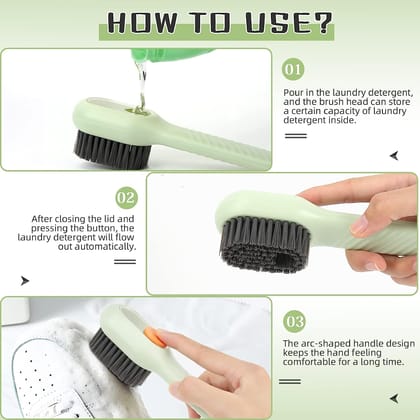 VIVA SMART Soap Dispensing Cleaning Brush with Handle Scrubbing Reusable Washing Shoe Brush for Shoes Clothes Cleaning