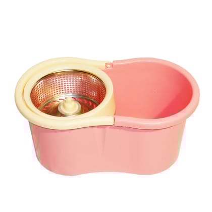 Abhinandan Eco 8 Mop with Steel Spinning Bucket & 2 Microfiber Mop Heads