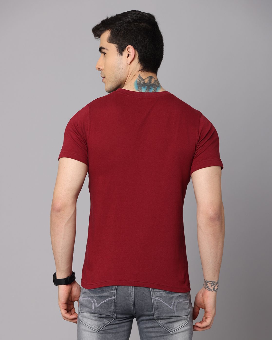 Crepeon Mens Plain Round Neck T shirt