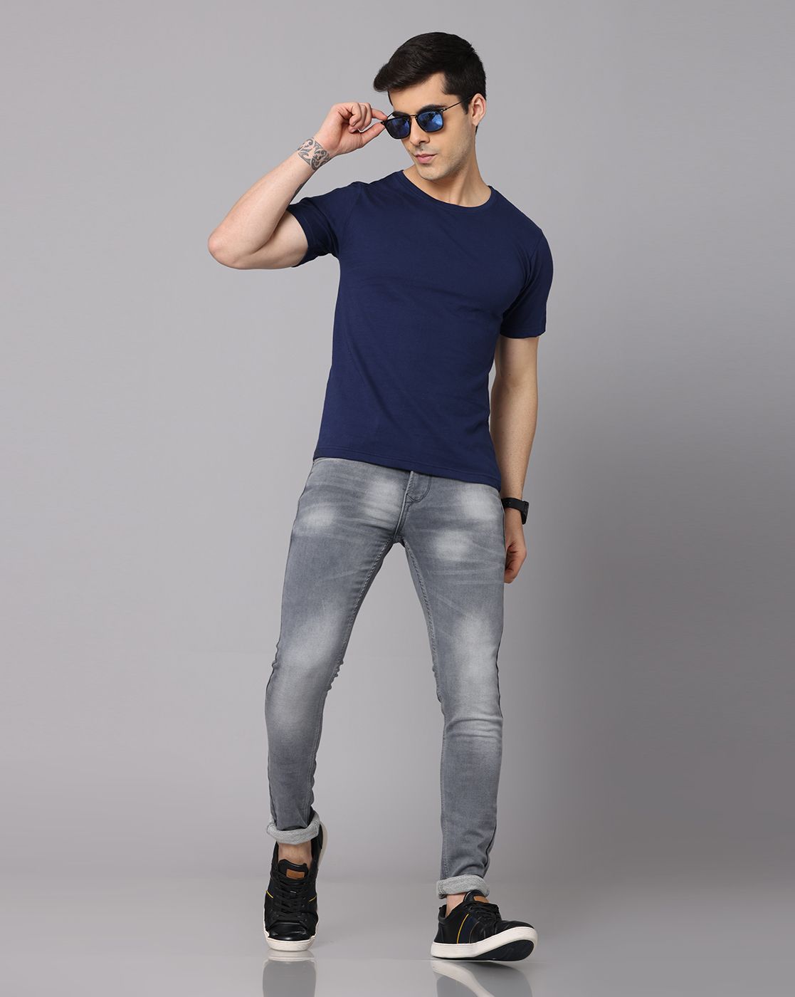 Crepeon Mens Plain Round Neck T shirt