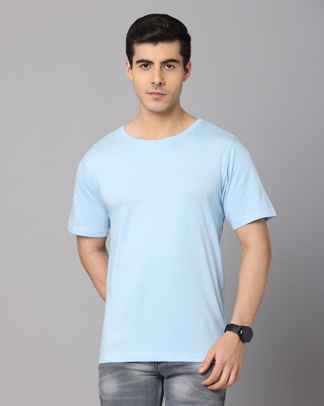 Crepeon Mens Plain Round Neck T shirt