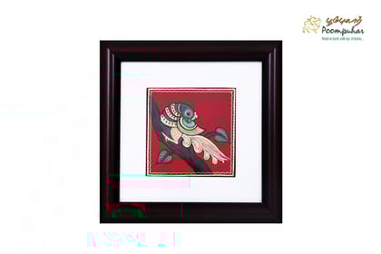 Poompuhar Peacock Tanjore Painting (Gold Foil Work,14X14 inch), Multicolour )