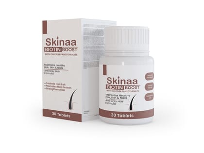 Skinaa Biotin Boost 30 Tabs| Nourish Hair, Skin & Nails with Biotin, Calcium & Piperine | Complete Care