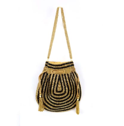 Multi Layer Potli Bag Beautiful  Sequins Embellished handwork Polti Bag- Golden