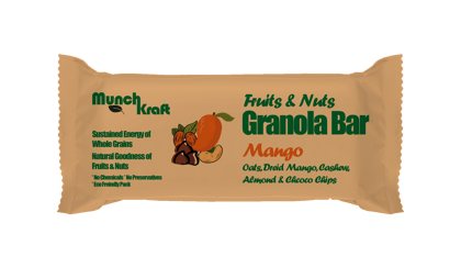 MunchKraft Cereal Bars | Fruits & Nuts Granola Bar | Mango | All Natural | No Preservatives | Healthy Snack