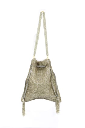 Trendy Embellished Sequins worked Potli Bag for Girls & Womens - Cream Colour
