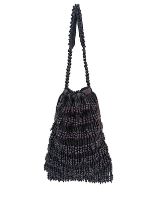 Heavy handwork Bead And Sequin Embellished Potli Bag- Black