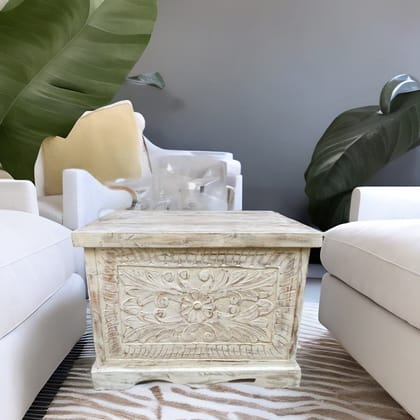 Wooden Carved Central Trunk Storage Coffee Table-Side Box Wooden Carved Central Trunk Storage Coffee Table-Side Box