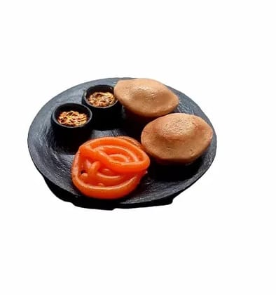 Aloo Puri and Jalebi Plate Miniature Food Fridge Magnet