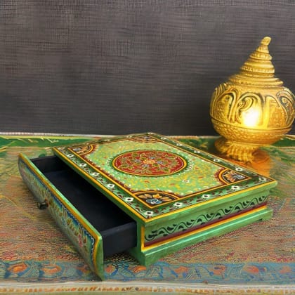 Handicraft Jewelry Storage Box, Wooden Book-Cage, Beautiful Painted Book Drawer