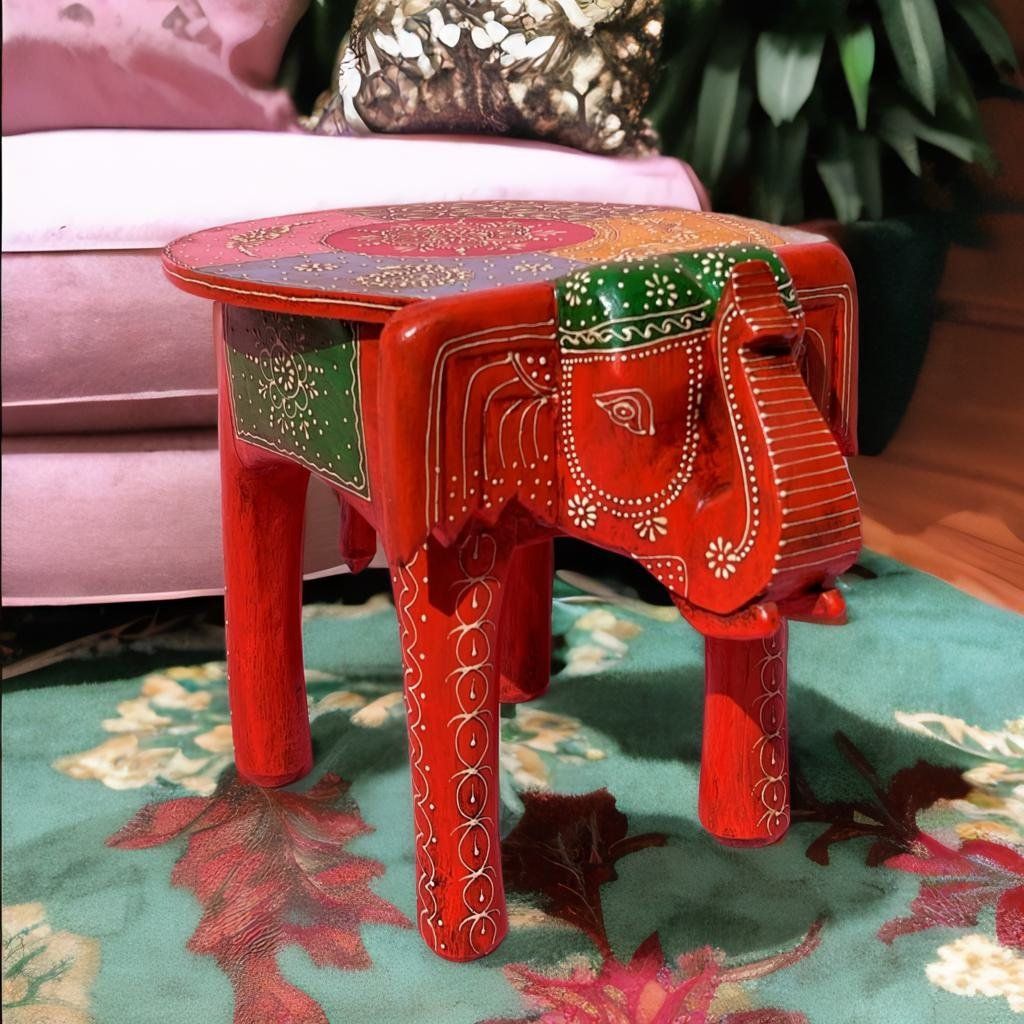Indian Natural Wooden Elephant Stool-Side Coffee Table