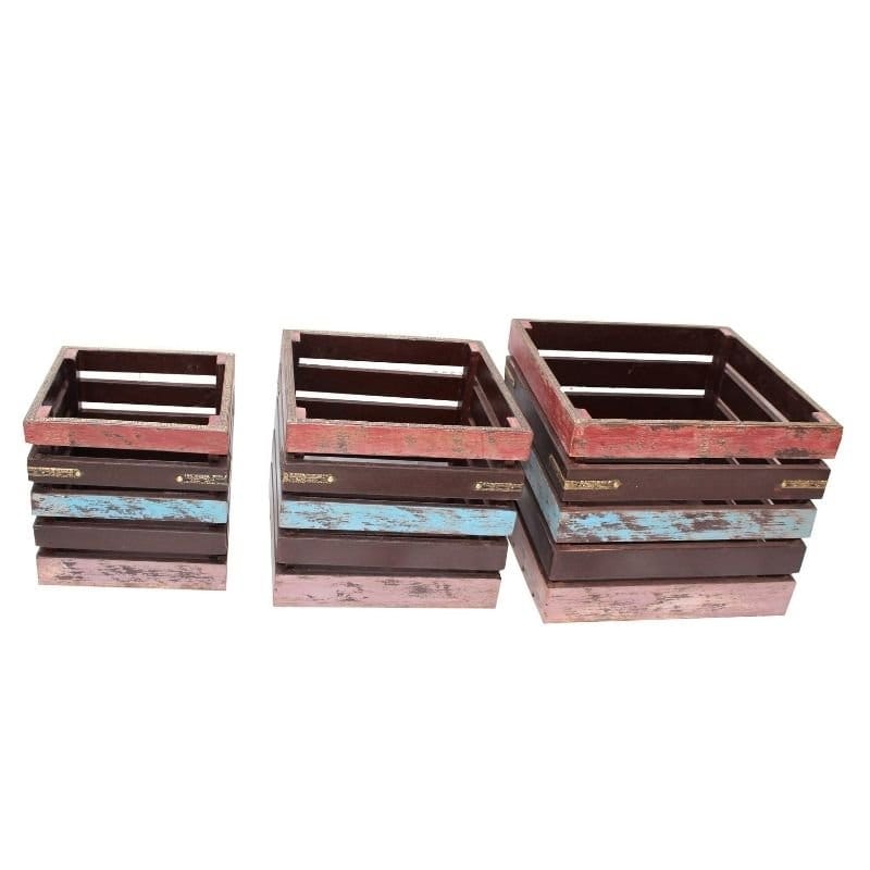 Wooden Crate Box In Set Of 3 | Home Decors Storage Box