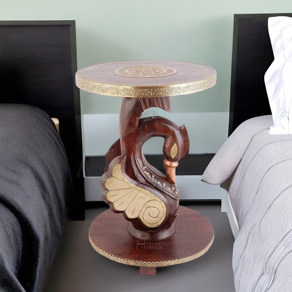 Wooden Brass Metal Duck Coffee Table