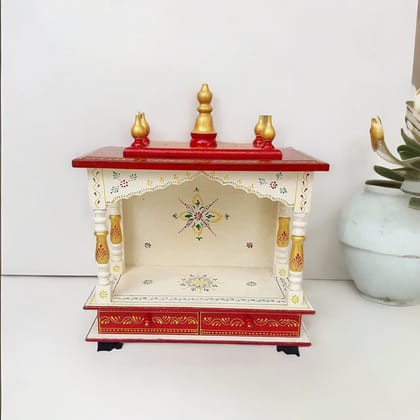 Wooden Indian Temple With Drawers Wall Hanging-Pooja Mandir Decor Decor