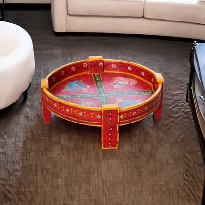 Attractive Indian Wooden Painted Round Side Unique Coffee Table