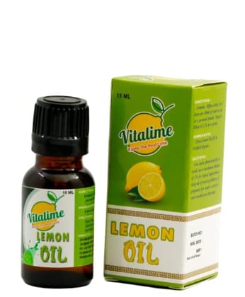 Vitalime Lemon Essential Oil For Skin,Hair and Body -Perfect for Aromatherapy, Relaxation, Skin Therapy & More|100% Pure and Natural (15ML) (Buy 1 Get 1 Free)