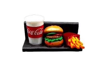 Burger, Fries, Cold Drink Miniature Food Fridge Magnet