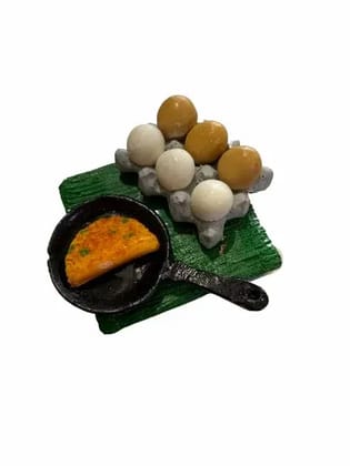 Eggs and Omelette Miniature Food Fridge Magnet
