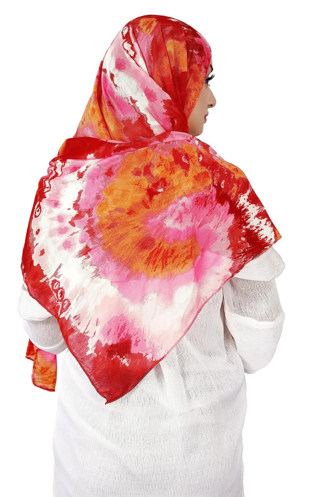 ADISA Tie-Dye Print Stoles Printed Cotton Scarf Soft Scarves Stoles for Summer & Winter for Women & Girls Red