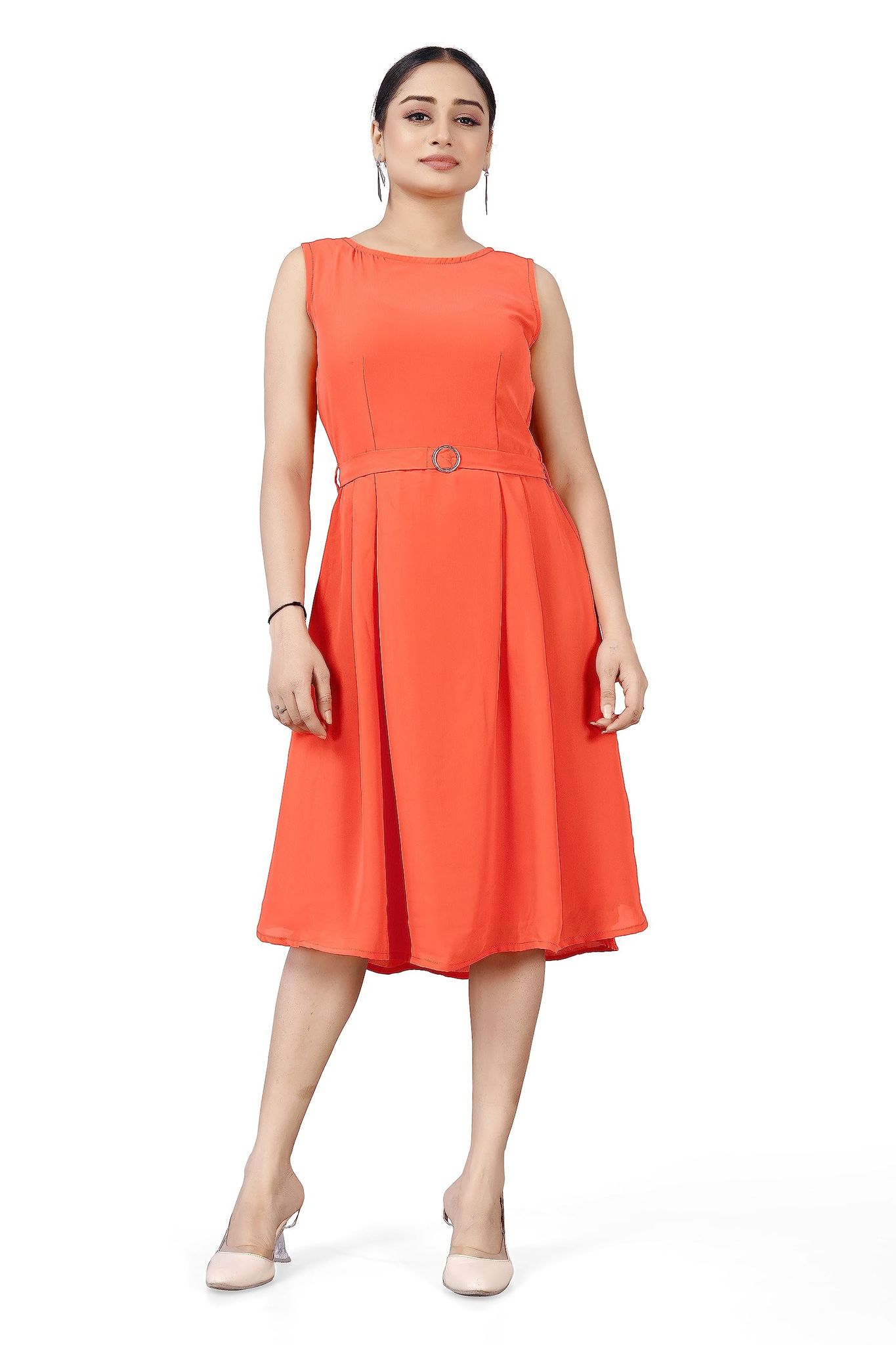 Orange A-Line Dress (Large Orange)