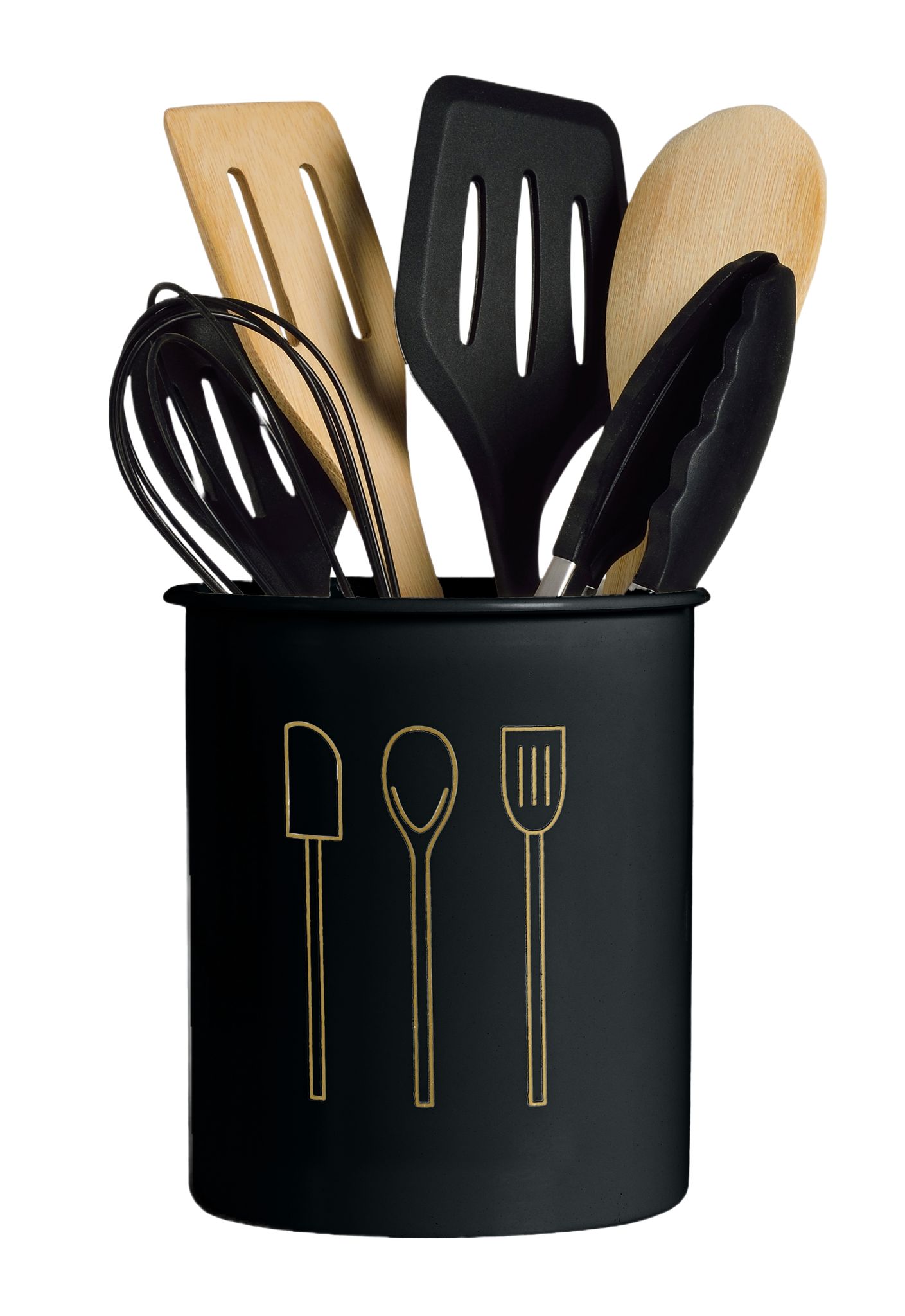 Classyo Cutlery & Spatula Holder, Ladle/Serving Spoon Stand for Kitchen (Black)