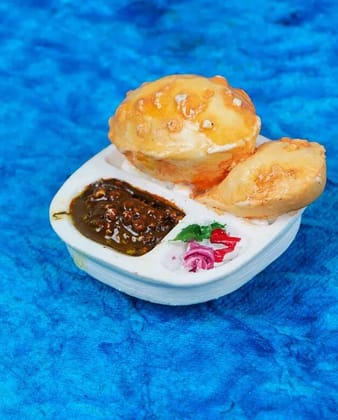 Chole Bhathura Miniature Food 3D Fridge Magnet