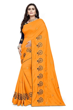 Arriva Fab Silk with Blouse Piece Saree (Riva747_Yellow_Free Size)