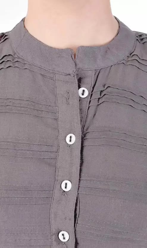 SVARCHI Women Solid Cotton Blend Straight Kurta (Grey)